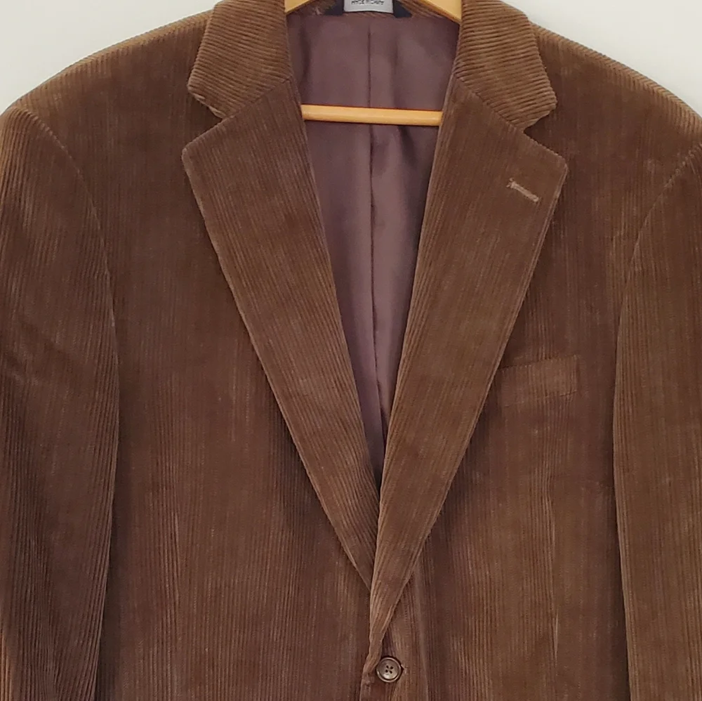 DOCKERS Men 44L Brown Corduroy Sport Coat Jacket Blazer 2 Button Office Casual